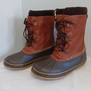 L.L.BEAN Tumbled winter boots women's brown size 9 medium 299622 lace-up